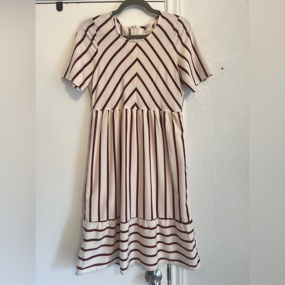 Roolee White and Red Geometric Dress